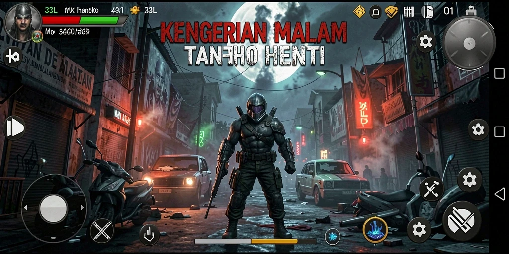 Screenshot gameplay 33L menampilkan suasana mencekam dan grafis menakutkan.