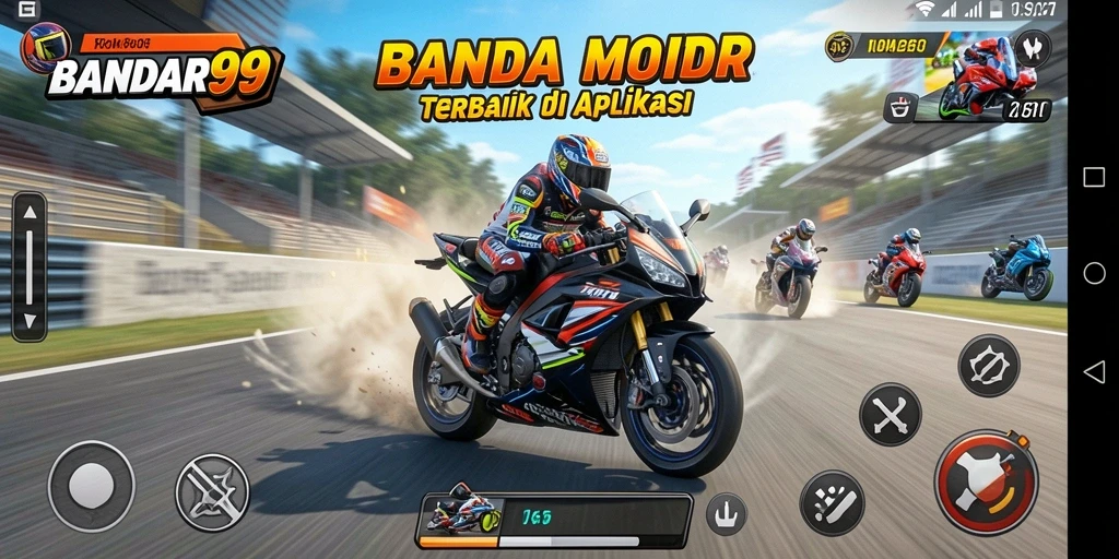 Tampilan menegangkan dari balapan motor di BANDAR99.