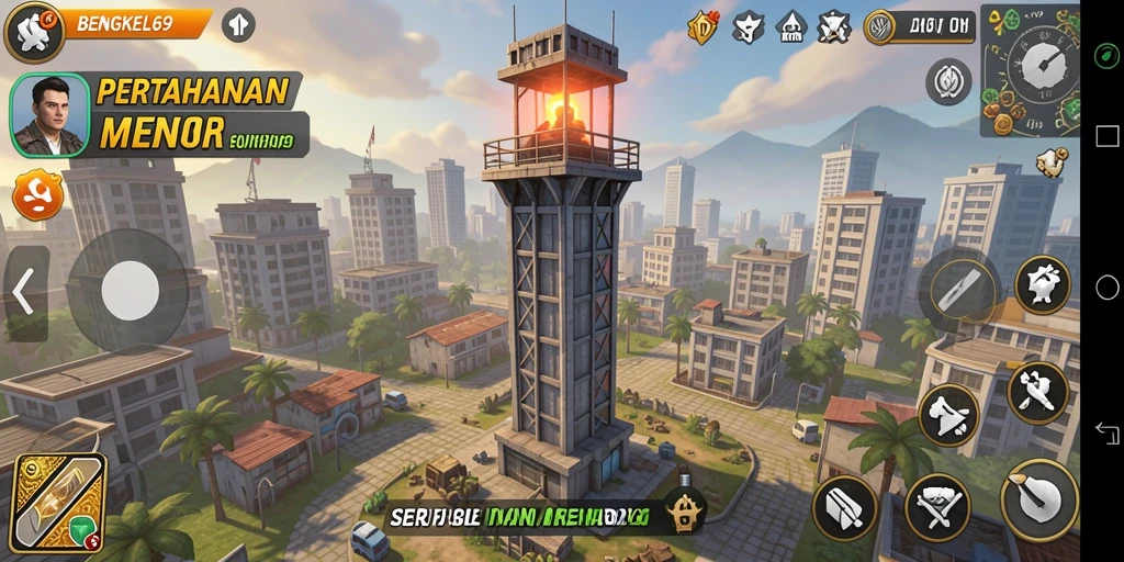 Tampilan mendebarkan dari gameplay Tower Defense BENGKEL69.