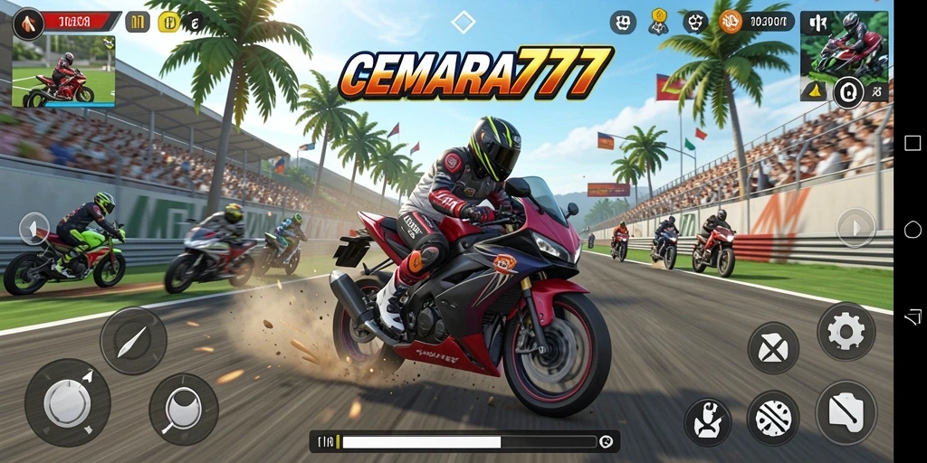 Tampilan gameplay seru dari balapan motor di CEMARA777.