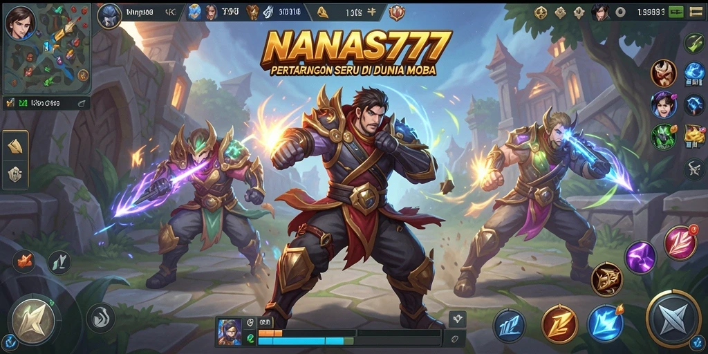 Tangkapan layar NANAS777 menampilkan aksi gameplay yang mendebarkan di arena MOBA.