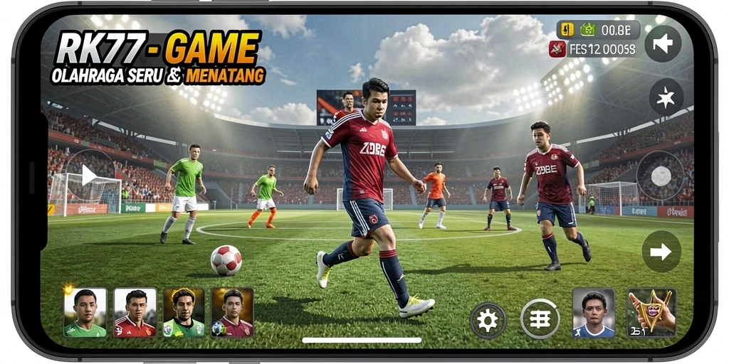 Gameplay RK77 yang seru dengan aksi olahraga yang mendebarkan.