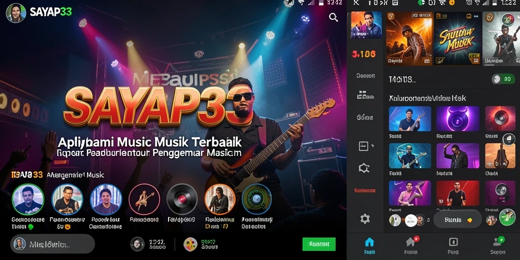 Tampilan utama SAYAP33 dengan daftar lagu dan fitur menarik.