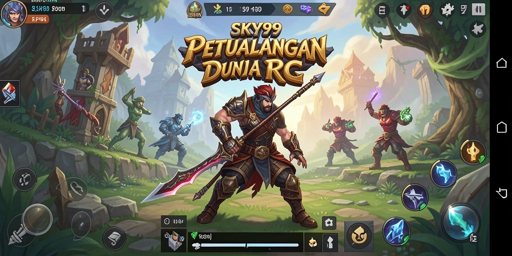 Screenshot SKY99 menunjukkan aksi seru dalam pertempuran RPG.