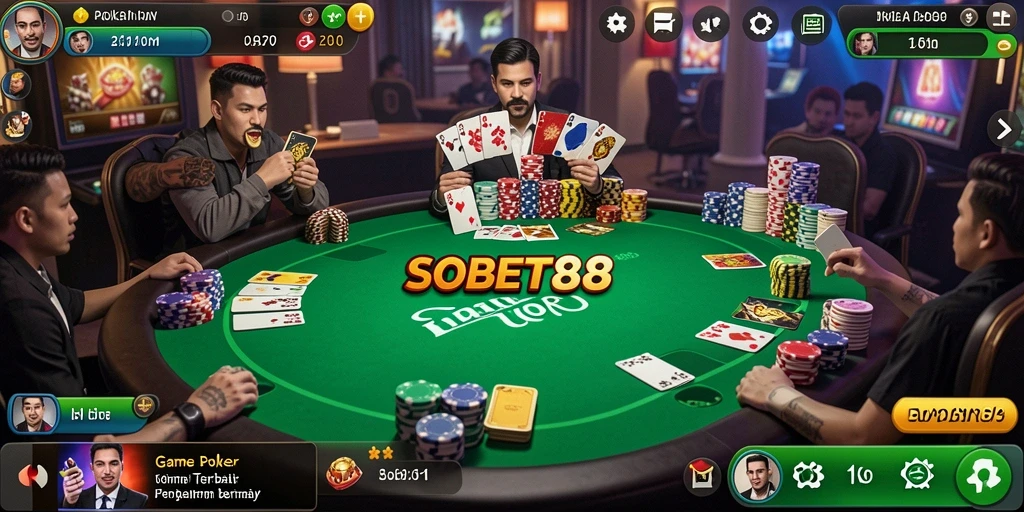 Tampilan gameplay penuh aksi dari SOBET88 yang menarik di kategori Poker.